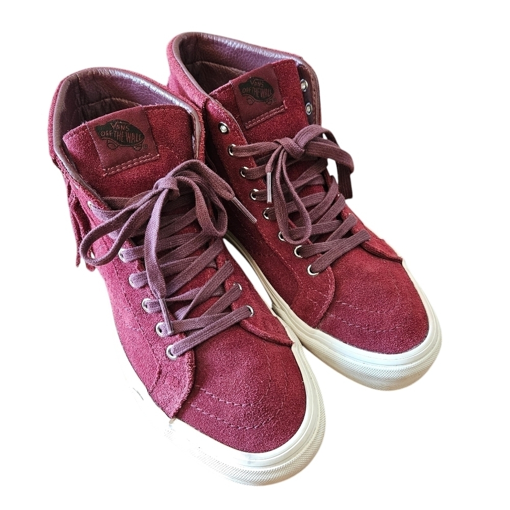 Vans Sk8 HI Mock Suede Womens High Tops Boho Fringe Sneakers Red Berry Size US 8 - Picture 9 of 15